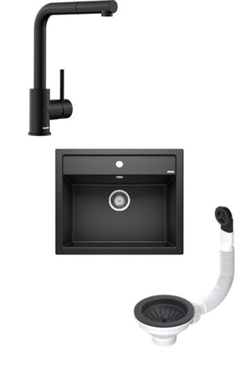 Blanco Dalago 6 UX køkkenvask og Mila-S vandhane pakke i sort